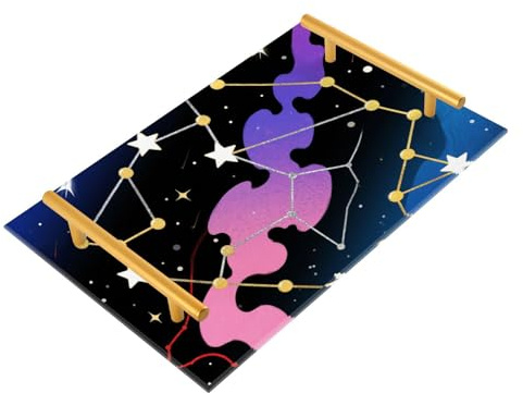 Night Sky Stars - Bandeja decorativa para cafetería con asas, para sala de estar, joyas, perfumes, cama, servir charolas para mesa de centro