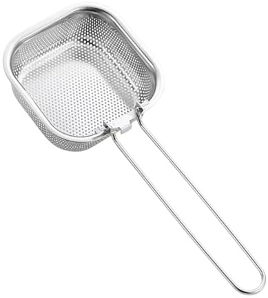 SiaBiced Passoire à Pâtes en Acier Inoxydable avec Maille Fine, Passoire à Spaghetti, Cuillère, Panier à Friture Profond avec Poignée, Passoire D'égouttage, CarrÉ