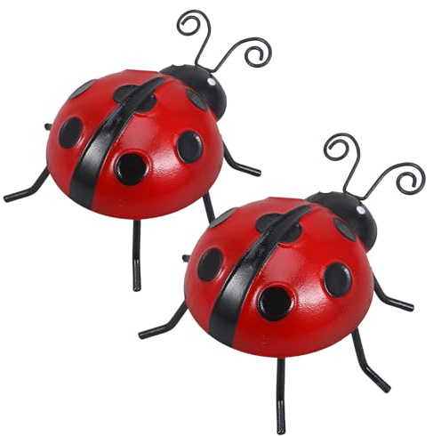 Hemobllo Lot de 2 Sculptures Murales en Métal Forme Petite Rouge, Décoration Murale Suspendue pour Jardin et Terrasse, Ornements D’art Mural Extérieur et Intérieur, Accessoire Décoratif