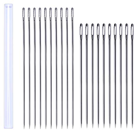 Big Eye Hand Sewing Needles: 10pcs Stainless Steel Long Straight Embroidery Needles with a Storage Case for Quilting, Patchwork, Cross Stitch, Knitting（6 inch, 6.9 inch)