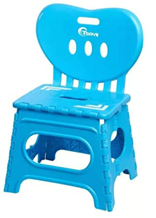Chaise Pliante Légère Enfants ludique 18 Mois Escabeau Jardin Epais Pieds antidérapants pic nic Plein Air Plage Réglable Utile Mobilier de Crèche-Salle A Manger Camping Tabouret Salle de Bain (Blue)