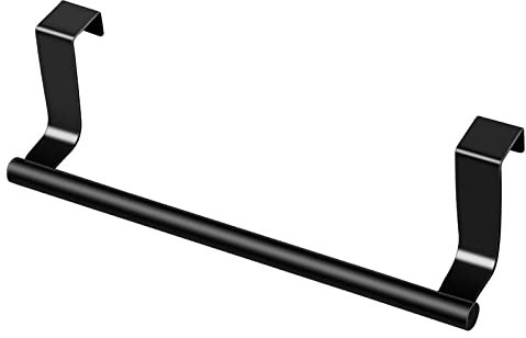 Porta Asciugamani Sopra La Porta, Porta Asciugamani Cucina-Porta Asciugamani da Appendere Alle Anta-Barra Canovaccio per Porta– Appendi Strofinacci Senza Forare-23cm-Nero