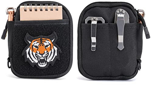 SP1 EDC Tasche, Taschen-Organizer, Mighty Pouch für Herren, EDC-Taschen mit Patch-Bereich, kleine Werkzeugtasche mit D-Ring, elastische Organizer, Utility Pouch für Multifunktionswerkzeuge, Nylon,