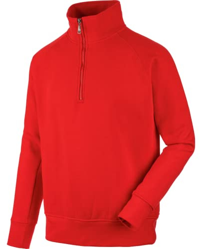 WÜRTH MODYF Arbeitstroyer Job+ – weicher Pullover mit Stehkragen und Viertel-Reißverschluss – perfekt für Handwerk, Werkstatt, Arbeiten im Freien rot – Größe 6XL