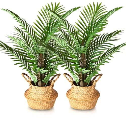 Kazeila Kunstpflanze Palme Groß 70cm Kunstpalme Fake Plastik Pflanze Künstliche Pflanzen Areca Palme für Dekoratives Wohnzimmer Wohnung Balkon Büro(1Pack)