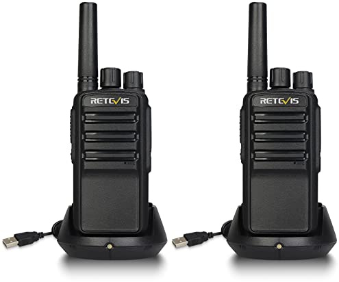 Retevis NR610 Walkie Talkie, AI-brusreducering, Bärbar Walkie Talkie Uppladdningsbar USB-C 1200mAh, PMR446 Licensfri, VOX, Professionella Walkie Talkies för vandring, Bergsklättring (2 St, Svart)
