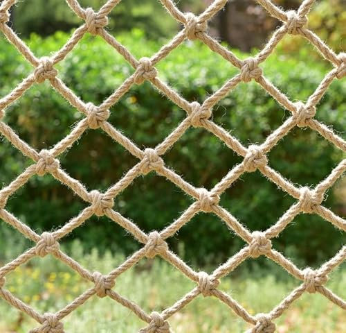 Heavy Duty Jute Rope Tear-resistant Sisal Rope Mesh Twine Netting Wall Children Pets Container Protection Net Safety Netting For Balcony Stairs Scenic Railings Garden Bar Decoration 1x3m