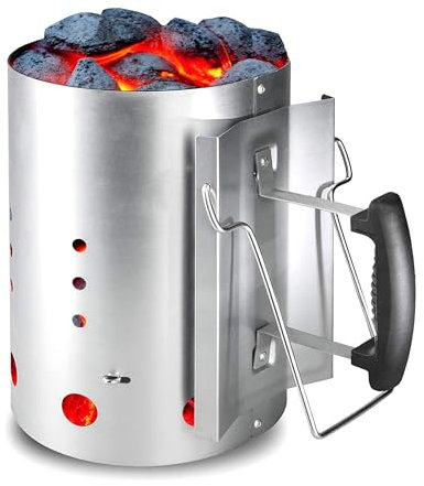 KS-Direkt Cheminée d'allumage XXL avec poignée de sécurité pour barbecue, allume-feu rapide, charbon de bois