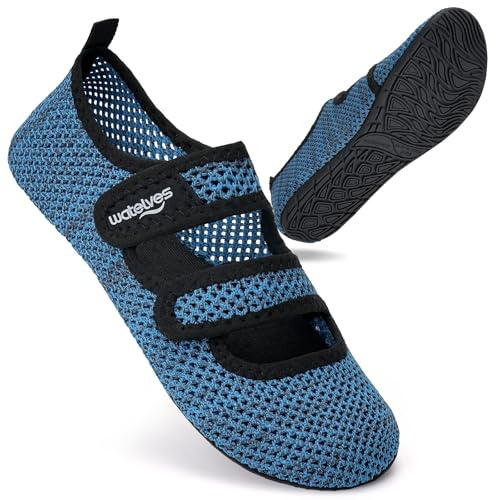 WateLves Water Shoes Barefoot Shoes Mens Women Beach Socks Aqua Swim Swimming sea Pool(Blue mesh 4.5/5.5)