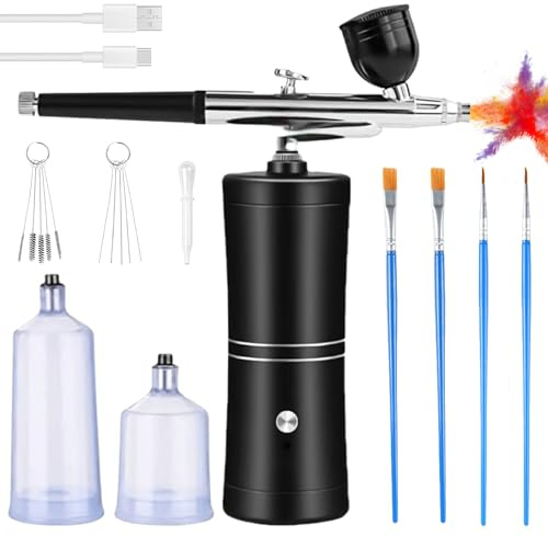 Juego de aerógrafo portátil con compresor, compresor de aerógrafo, pistola pulverizadora para decoración de uñas, pasteles, arte y maquillaje