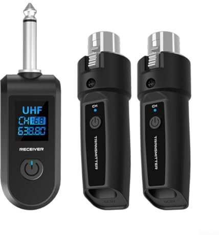 PETSTIBLE Kabelloser Gitarren-UHF-XLR-Adapter, Sender, Empfänger, Mikrofon-Set für Mikrofon, Audio-Mixer (1 Fach 2)