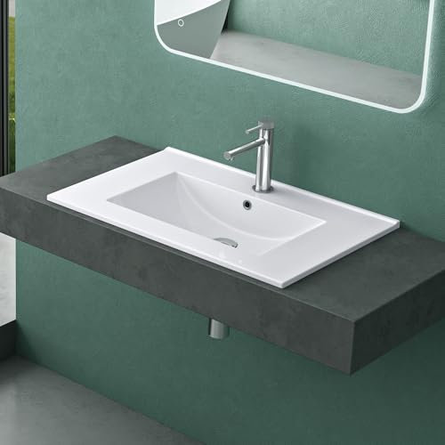 Mai & Mai Lavabo Incasso 71x47x18cm, Lavabo Sottopiano Lavandino Bagno in Ceramica Bianca Nano Rivestimenti Brüssel912