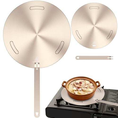 Eyoulife Plaque d'adaptation à induction, diamètre : 16/20/24 cm, plaque d'adaptation avec poignée anti-brûlure amovible, diffuseur de chaleur en acier inoxydable, conduction thermique uniforme pour