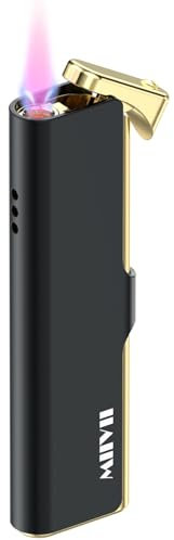MIIVII Windproof Jet Lighter, Butane Refillable, Red Flame (Sold Without Gas)