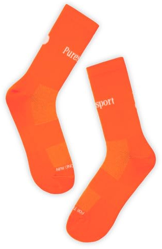 Puresport Performance Running Socks (Orange, L/XL), Moisture-Wicking Training Socks with Subtle Compression, Breathable & Durable, Optimal Support for Women & Men, Long-Distance Running, Gym, Hyrox