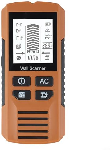Escáner electrónico de pared con pantalla LCD, detecta cableado de CA de madera y metal en listones, papel tapiz, suelos, techos para mejorar el hogar de bricolaje preciso (marrón)