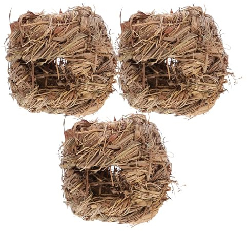 HOMOBABE Straw Grass House for Hamsters Natural Woven Shelter Sleeping Nest Toys for Small Pets Bunnies Hedgehogs Mice (Coffee)
