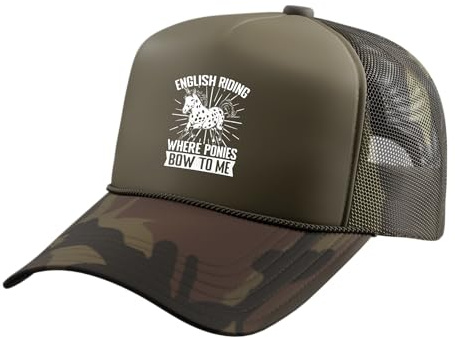 Horseback Riding Pony Bow to Me Horse Rider Trucker Hat with Adjustable Mesh Back, Camo Green