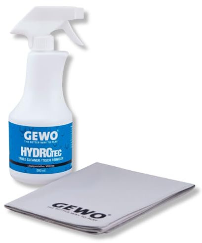 GEWO Reiniger für Tischtennisplatten mit Microfasertuch, Tischreiniger Tischtennis 500ml Sprühflasche