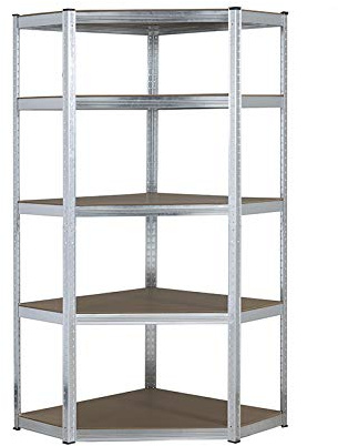 Heavy Duty Corner Galvanised Steel Shelving Garage Racking Unit 150kg per shelf (5 Levels 1500mm H x 700mm/563mm W x 300mm D) FREE NEXT WORKING DAY DELIVERY