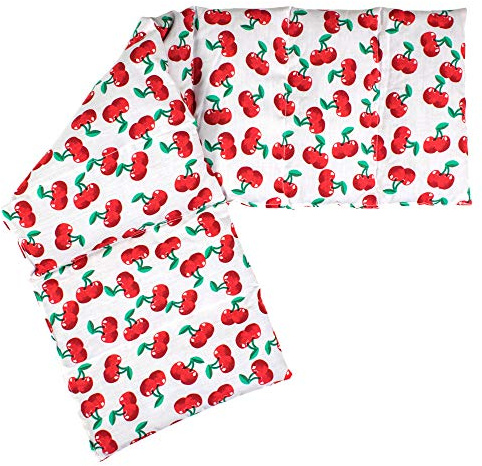 Cuscino con semi di uva, 75x20cm. Cuscino riscaldabile per la schiena, il ventre e molto altro. Cuscino termico con 8 compartimenti. Terapia caldo e freddo (cherry white)