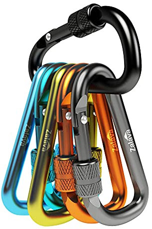 Zalava Neu Mini Schlüsselanhänger Karabiner, 6 Pcs Karabiner mit Schraubverschluss Aktualisierung Stabiler Mehrfunktionale Karabinerhaken für Camping, Angeln, Wandern Oder Reisen (Bunt)