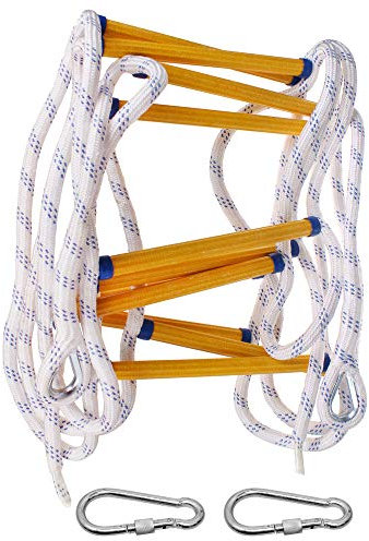 Échelle de Corde D'évacuation Charge 200 kg Échelle de Secours Robuste avec Boucle Escalade d'Incendie pour Adultes Enfants 3M / 5M / 10M / 15M (5M)