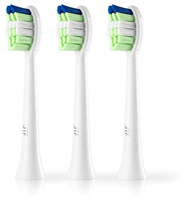 3 Testine di Ricambio per JTF Spazzolino Elettrico Sonico Ultrasuoni Spazzolino Elettrico Modello P200, Setole Dupont, Pulizia Quotidiana, Confezionate Singolarmente, Confezione da 3, Bianco