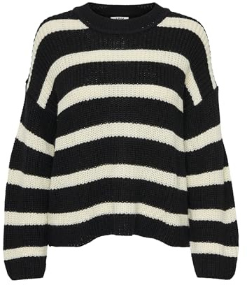 JDY Womens Jdyjusty L/S Stripe KNT Noos Jumper Sweater, Black, XS UK