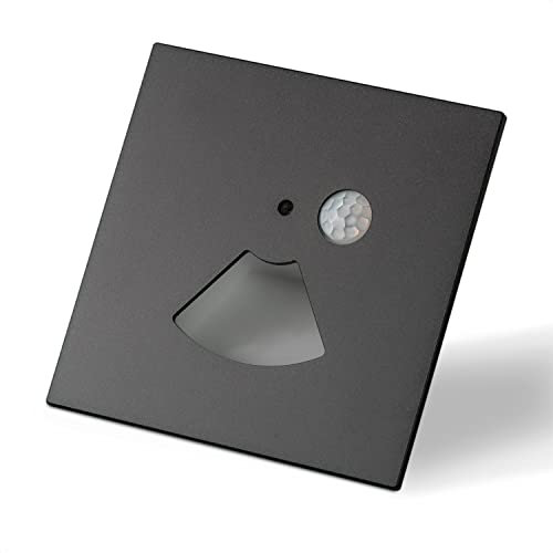 INNOVATE LED Einbaustrahler 230V mit Bewegungsmelder Licht [ColourSwitch Schwarz] Wandleuchte Innen LED Strahler I Lampe mit Bewegungsmelder Innen Indirekte Beleuchtung (Eckig - Auslass Kegel)
