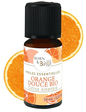 BORN TO BIO Huile Essentielle Orange Douce Bio - 100% Pure et Naturelle - Propriétés Calmantes et Anti-Stress - Certifié AB - 10ml