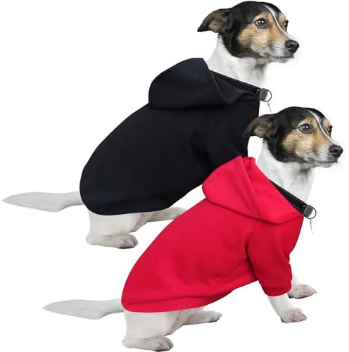 HuaLiSiJi Kapuzenpulli für Hunde Hundepullover Kleine Hunde Chihuahua Kleidung Welpen Hunde Hoodie, Warm und Leicht, Mit Einer Weichen Textur, Leicht zu Tragen und Hellen Farben (S, Schwarz+Rot)