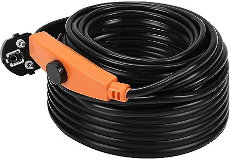 Ansobea Cavo di riscaldamento antigelo, 12 m, 192 W, con termostato, cavo antigelo, riscaldamento tubolare con interruttore automatico, nastro riscaldante per tubi dell'acqua in casa, piscina, stagno