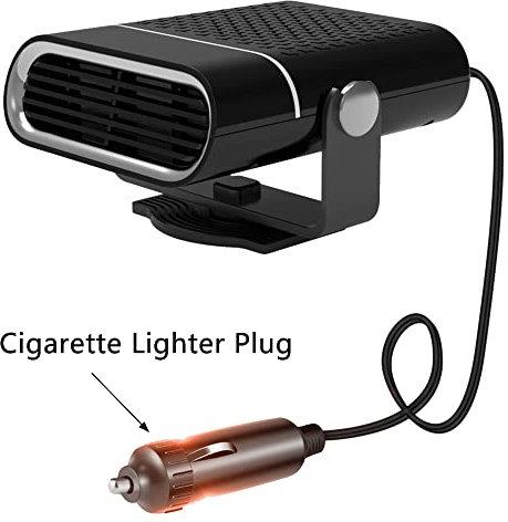 Riloer Chauffage de voiture 12v 150W, anti-buée et dégivreur, Dégivreur de voiture avec prise allume-cigare rotative à 360 ° pour camping car van truck
