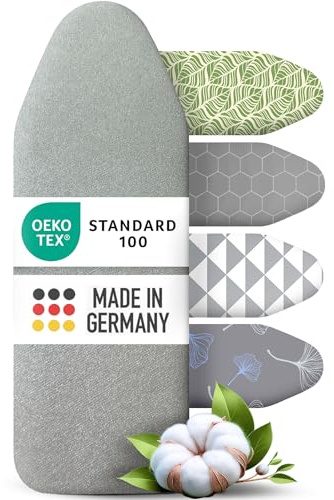 arteneur® - Made in Germany strykbrädsöverdrag 110 x 30 | Värmereflekterande | elastiskt band | OEKOTEX100 | 5 storlekar | Vaddering | Strykbrädsöverdrag för ångstrykjärn | strykbord S silver