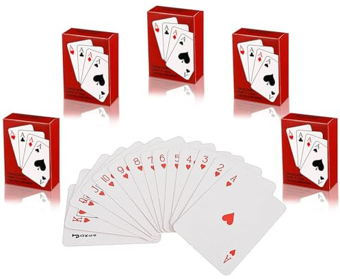 5 Decks Mini Spielkarten - Miniatur Pokerkarten für Kinder & Erwachsene - Kleine Spielkarten für Reisen, Gastgeschenke & Puppenhaus Zubehör