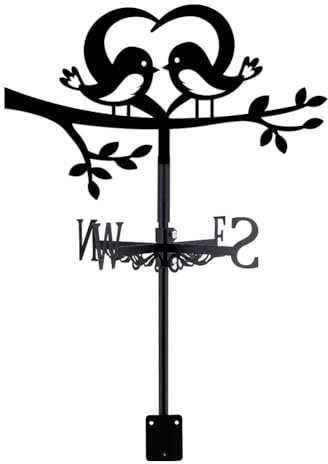 SUPERDANT Lovebirds Veleta de Hierro en Forma de Corazón Veleta Metálica Negra Dirección del Viento Decoración de Jardín para Indicador de Techo, Árbol de Amor Veletas para Jardín al Aire Libre Granja
