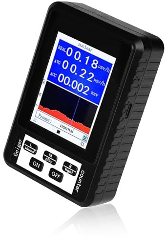 Contador Geiger Profesional para Radiación Nuclear – Medidor de Radioactividad Portátil con Detector de Radiación Gamma, Beta y Alfa, Dosímetro Personal con Pantalla LCD, Carga USB