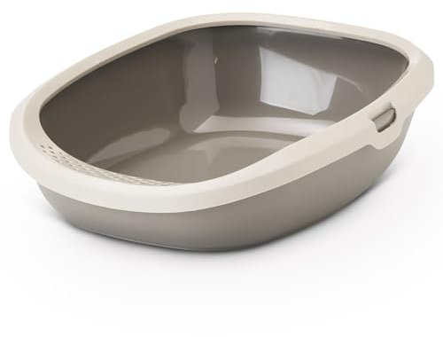Katzentoilette Schalentoilette mit tiefem Einstieg grau-beige 52 x 39,5 x 15 cm