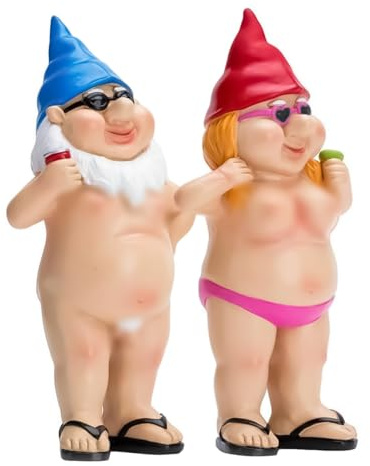 Laroal 2 delar Trädgårdstomte oförskämd trädgårdsstaty Gnome inomhus eller utomhus Gräsmattdekoration Rolig gåva Inflyttningspresent