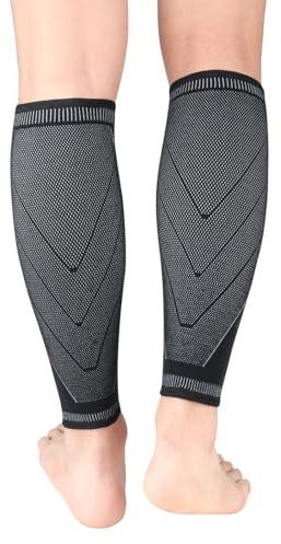 NuCamper Compresión para Pantorrillas Mujer Hombre 2 Pares, Pantorrilleras Compresion, Calcetines Compresión, Mangas para Deportes, Running, Ciclismo, Aliviar Varices, Espinilla Dolor, Calambres