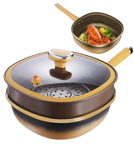 Sartenes recubiertas de teflón | Sartén de titanio de 28 cm recubierta de teflón, ollas profundas utensilios de cocina para electroducción panqueques Hornear Cocina de camping