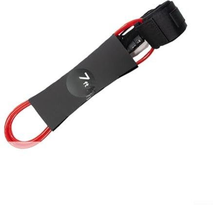6 FT 7 FT 8 FT 9 FT 10 FT Surfboard Leash for Shortboard Longboard Paddle Board with 360 Degree Swivel and Hidden Pocket (7FT red)