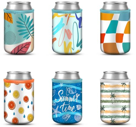 Fintie 6 x 12 oz Fundas Bebidas de Cerveza Reutilizable Funda para Nevera de Neopreno Aisladas para Botellas de Cerveza y Limonadas (335 ml, 6 colores)