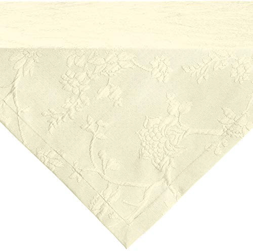 Erwin Müller Tischwäsche, Mitteldecke, Tischdecke mit Jaquardmuster, Serie Arnsberg Natur Größe 80x80 cm - Robustes Gewebe ist bügelleicht und Lange haltbar, mit hochwertigem Kuvertsaum