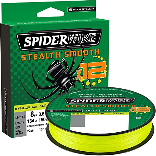 Spiderwire Angelschnur Stealth Smooth 12 Braid Hi-vis Yellow Geflochtene PE Dyneema Meer Spinnageln Brandungsangeln Karpfenangeln