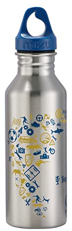 Step by Step Trinkflasche aus Edelstahl, blau/gelb, für kohlensäurehaltige Getränke, auslaufsicher mit Henkel-Schraubverschluss, Plastik- und BPA-frei, für Schule und Freizeit, Jungen, 0,5 Liter