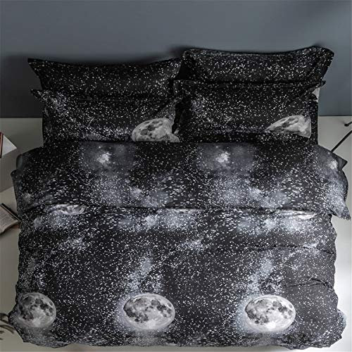 Ouduo Bettwäsche-Set 3 Teilig, Mikrofaser Bettwäsche Bettbezug Set 3 TLG Wende Weiche Atmungsaktive mit Bettbezug Kissenbezüge für Erwachsener Kinder Mädchen Junge (Graues Universum,200x200cm)
