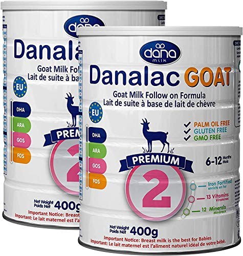 Danalac Étape 2 Lait de Chèvre Formule de Suite en Poudre pour 6-12 Mois Bébés 400 g 1 Unité