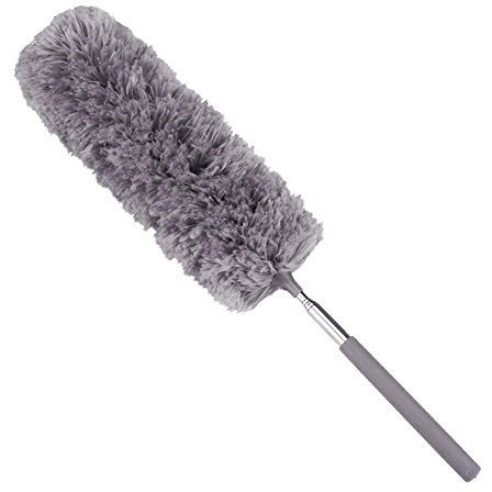 LYEAA Adjustable Stretch Extend Microfiber Feather Duster Stainless Steel Dusting Brush Anti-Breakage Extendable Duster